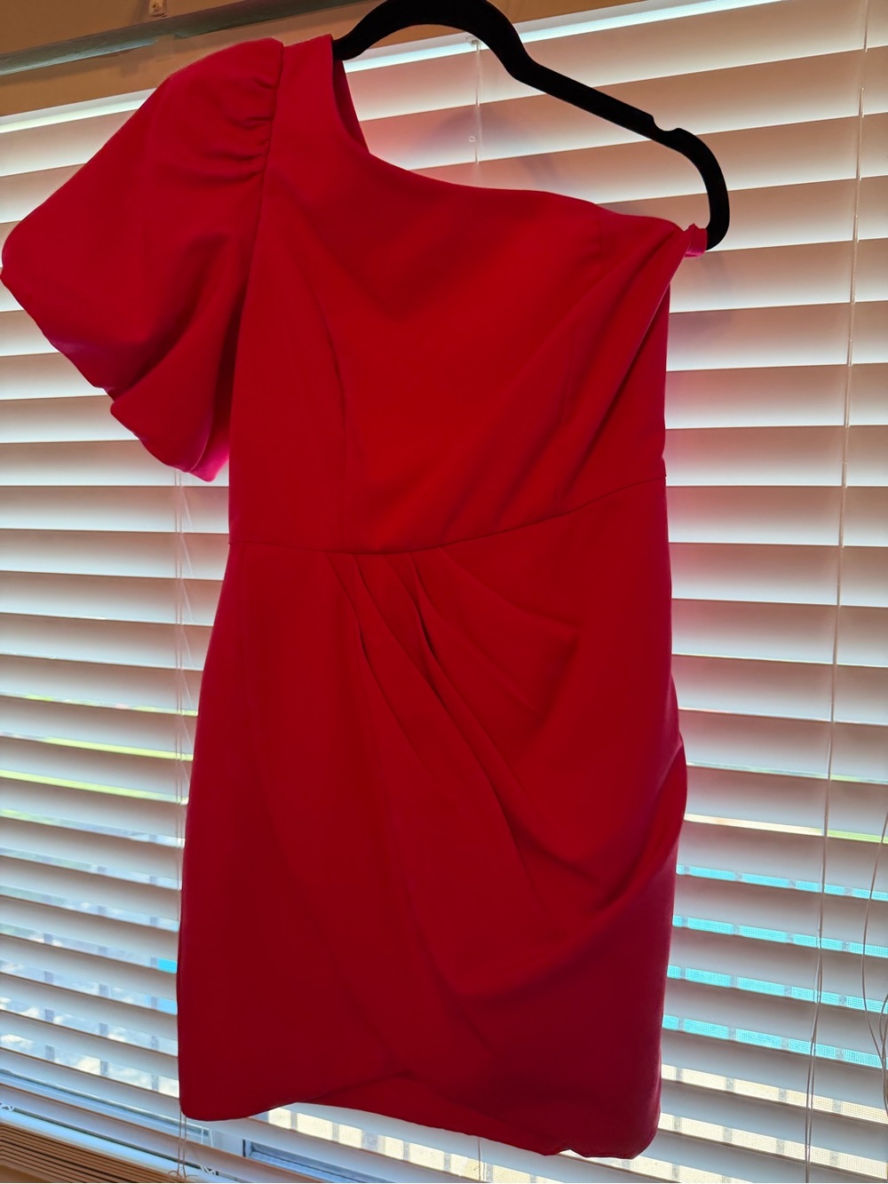 DO+BE One-Shoulder Hot Pink Puff Sleeve Dress